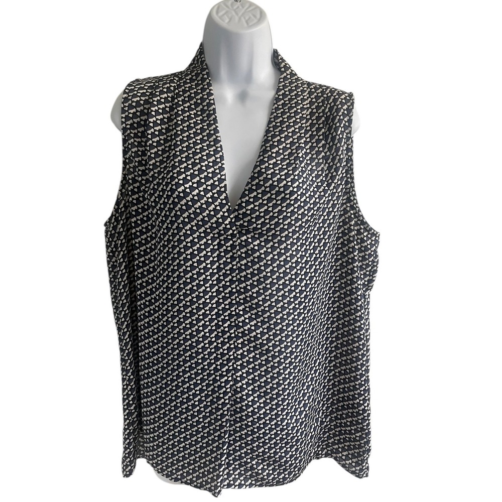 Laundry by Shelli Segal Sleeveless Blouse Geometric Print Career‎ Top L